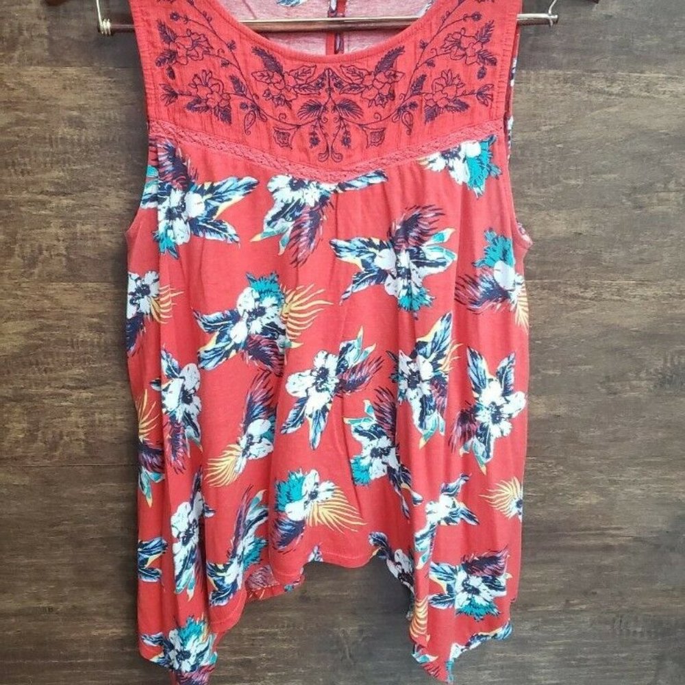 Women's Chip & Pepper Orange Floral Tanktop Size L